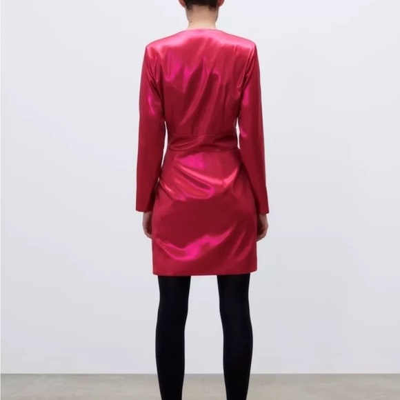 ZARA LAMINATED MINI DRESS FUCHSIA.REF: 9665/757. NWT - Picture 4 of 6
